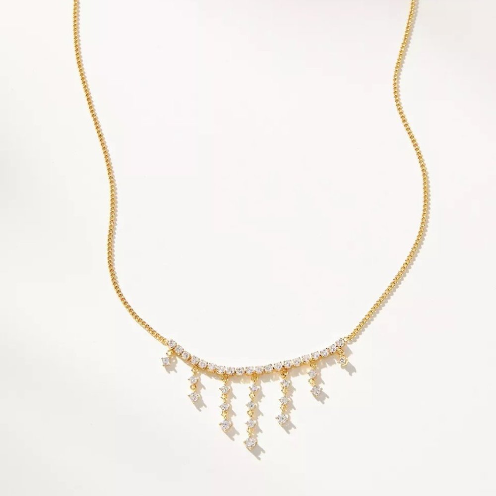 Anthropologie Crystal Drip Chain Necklace - Picture 2 of 8